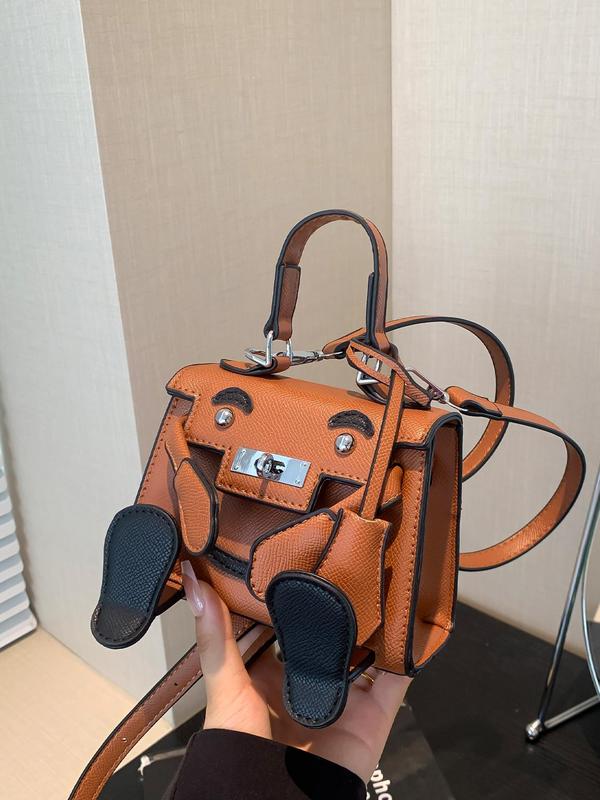 Women's Cute 3D Cartoon Bear Design Crossbody Bag, Fashionable Pu Leather Shoulder Bag for Daily Used, Casual Trendy Versatile High-quality Daily Commuting Bag