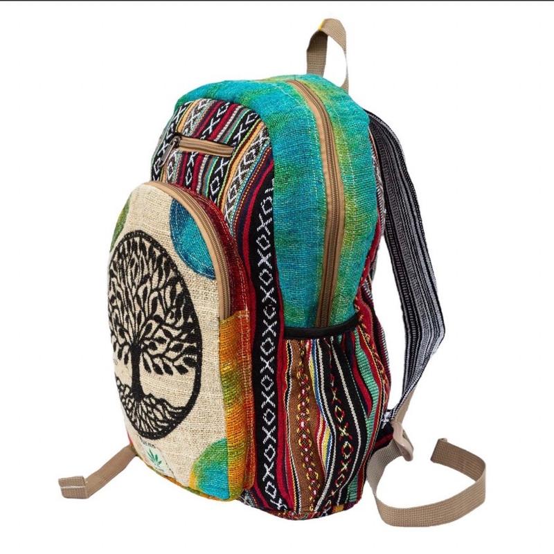 Himalayan Fashion Hemp Backpack Large Eco-Friendly, Tie-Dye Design For Travel, Outdoor Adventures, and Everyday Use