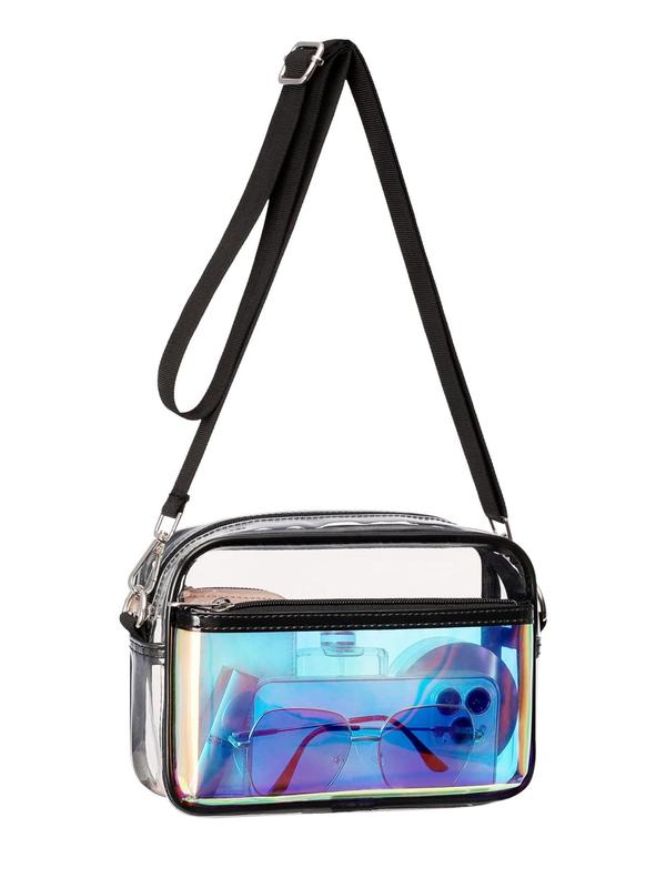 Women's Minimalist Transparent Clear Crossbody Bag, Fashionable Zipper Shoulder Bag for Daily Used, Trendy All-match Bag for Women & Girls