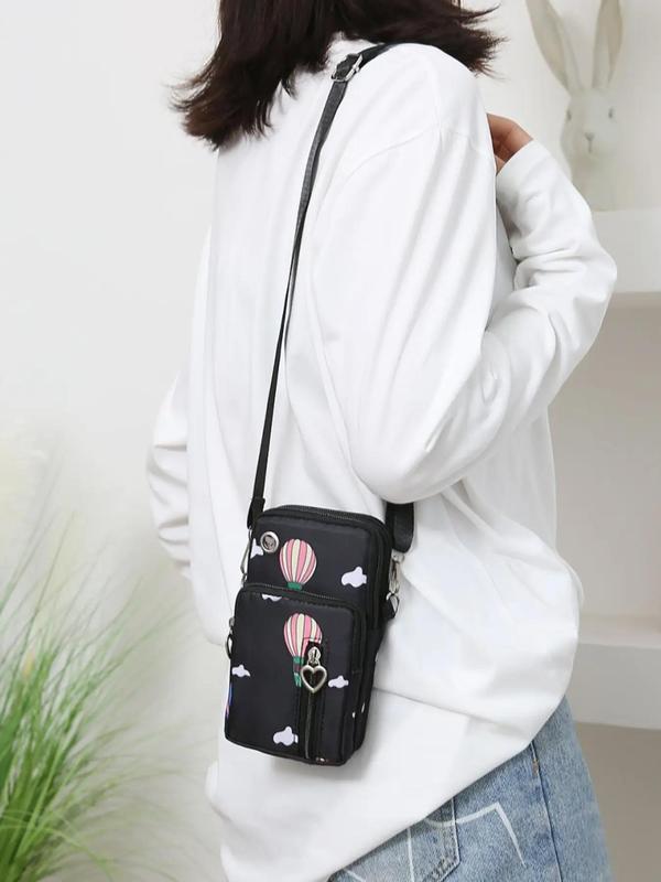 Women's Solid Heart Decor Zip Crossbody Bag, Fashionable Phone Wallet Shoulder Bag for Daily Used, Casual Trendy Versatile High-quality Daily Commuting Bag