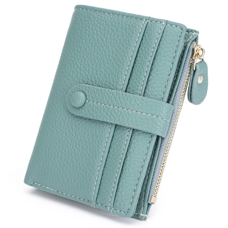 HKCLUF 4050 Small Wallet Women Minimalist Slim Bifold Wallets Zipper Leather Wallet For Women Credit Card Large Capacity Holder Wallets With ID Window