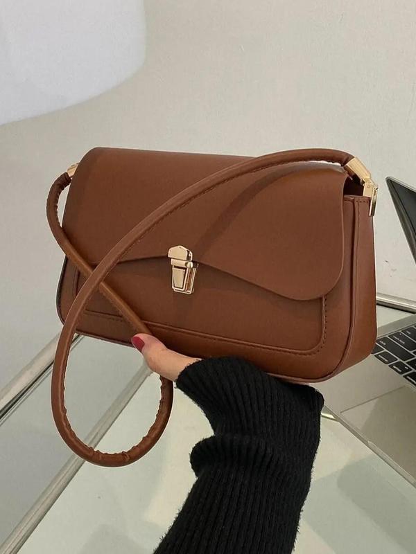 Women's Summer Plain Solid Color Pu Leather Crossbody Bag, 2024 New All-match Solid Color Bag, Flap Square Underarm Bag for Working, Back To School, Fall Outfits, Fall Freshness