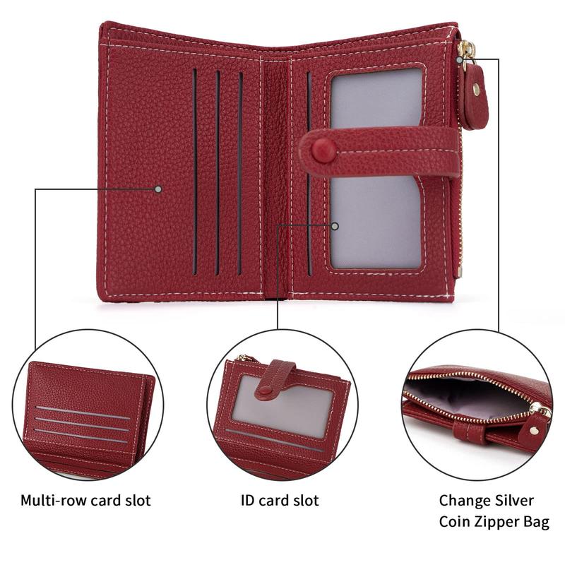 HKCLUF 4050 Small Wallet Women Minimalist Slim Bifold Wallets Zipper Leather Wallet For Women Credit Card Large Capacity Holder Wallets With ID Window