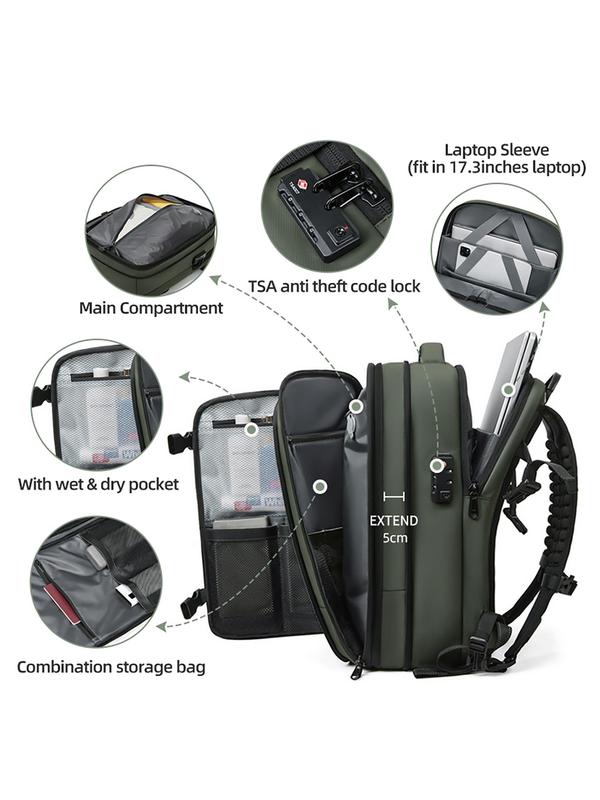 Men's Business Solid Color Backpack, Large Capacity Laptop Backpack, Hiking Business Backpack, Travel Backpack for Men