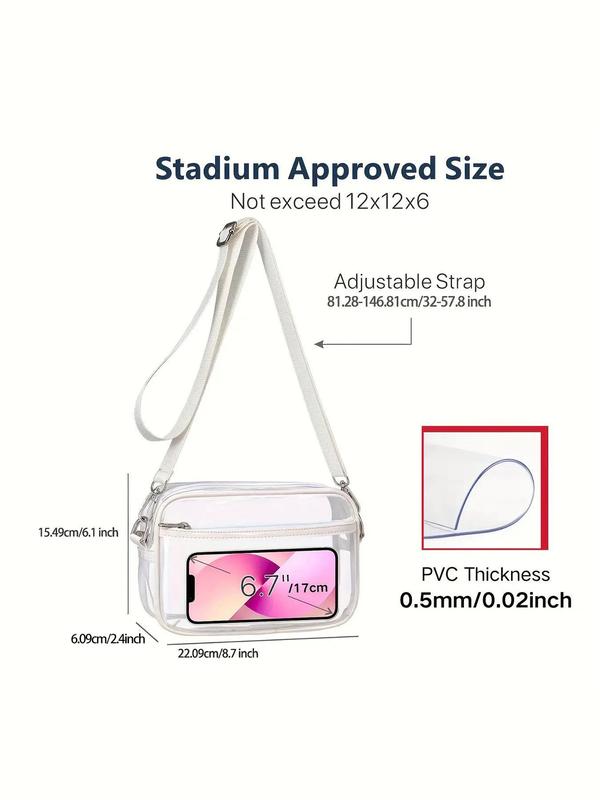 Women's Minimalist Transparent Clear Crossbody Bag, Fashionable Zipper Shoulder Bag for Daily Used, Trendy All-match Bag for Women & Girls