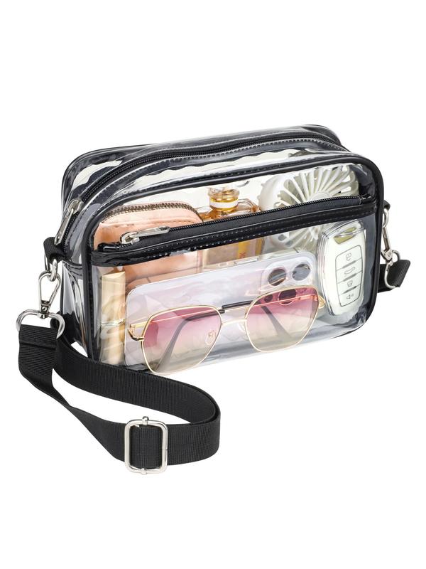 Women's Minimalist Transparent Clear Crossbody Bag, Fashionable Zipper Shoulder Bag for Daily Used, Trendy All-match Bag for Women & Girls