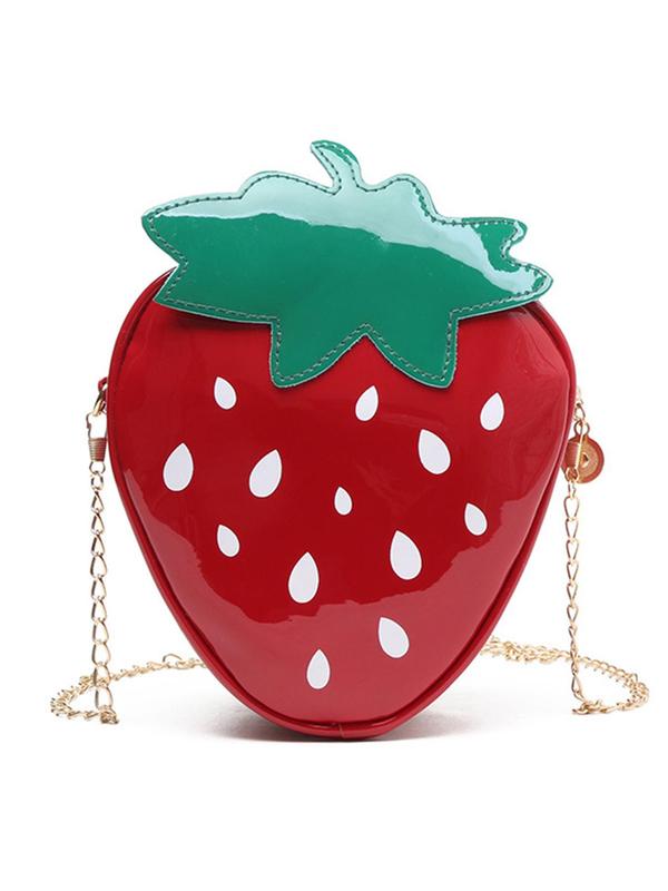 Women's Cute Strawberry Design Crossbody Bag, Fashionable Chain Strap Novelty Bag for Party, Casual Trendy Versatile PU Leather Daily Commuting Bag