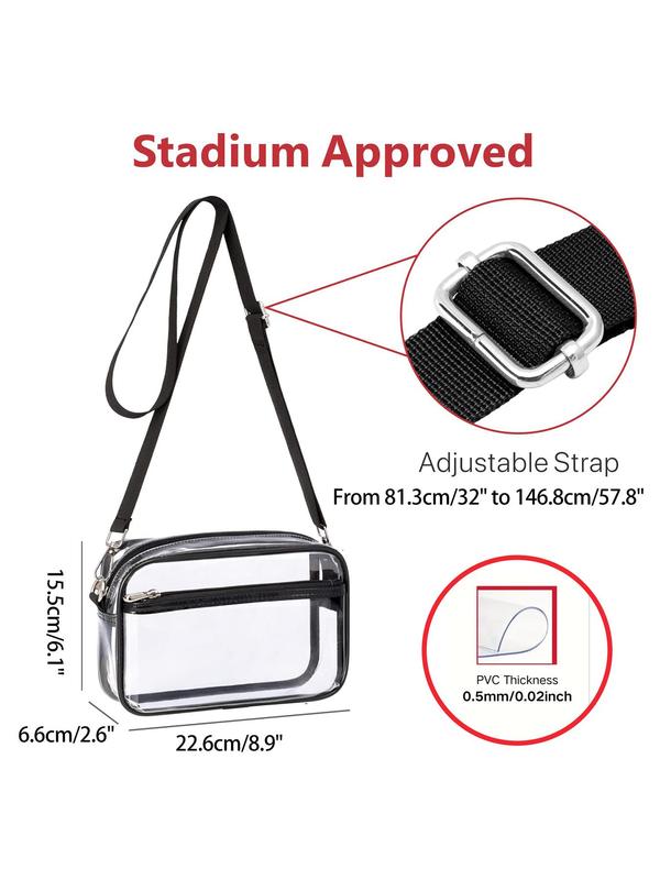 Women's Minimalist Transparent Clear Crossbody Bag, Fashionable Zipper Shoulder Bag for Daily Used, Trendy All-match Bag for Women & Girls