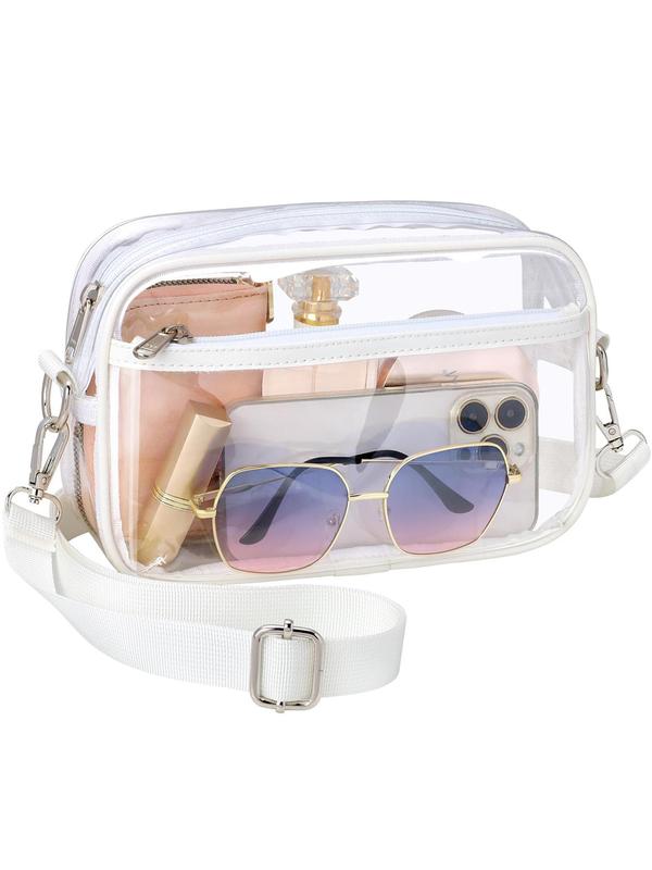 Women's Minimalist Transparent Clear Crossbody Bag, Fashionable Zipper Shoulder Bag for Daily Used, Trendy All-match Bag for Women & Girls