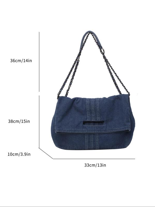 Women's Fashionable Denim Shoulder Bag, Casual Large Capacity Tote Bag for Daily Used, Trendy All-match Commuter Bag