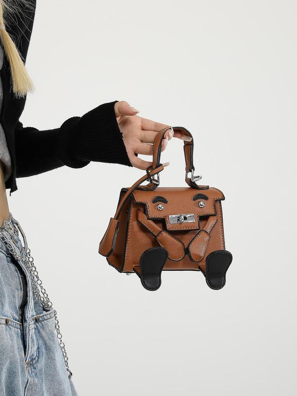 Women's Cute 3D Cartoon Bear Design Crossbody Bag, Fashionable Pu Leather Shoulder Bag for Daily Used, Casual Trendy Versatile High-quality Daily Commuting Bag