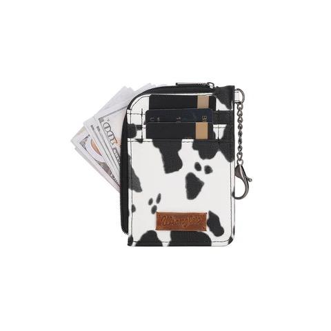 Wrangler Cow Print Sling Bag and Zip Card Case Wallet Set