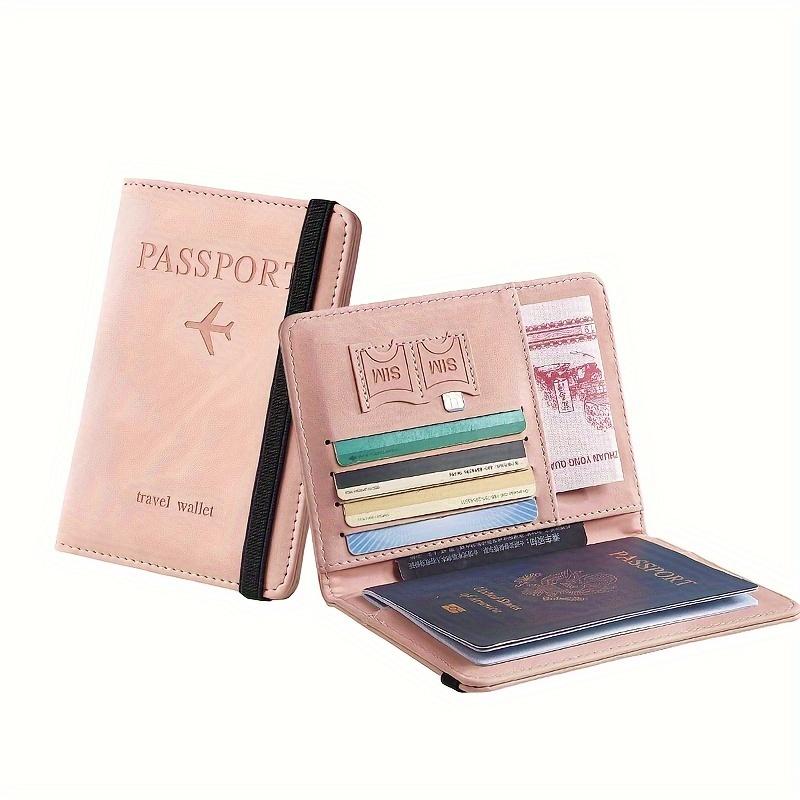 1pc RFID Passport Holder, Thin Passport Wallet, Leather Surface, Multi Functional Wallet, Travel Passport Holder, Cute Card Holder