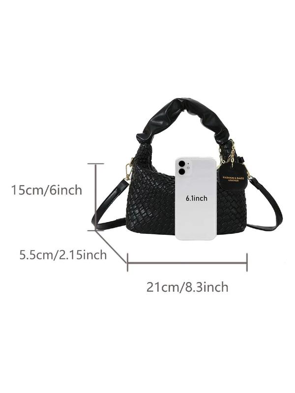 Women's Fashionable Braid Design Handbag, Casual Versatile Zipper Shoulder Bag for Daily Used, Trendy High-quality Daily Commuting Bag, Girl Fashionable Shopping Bag