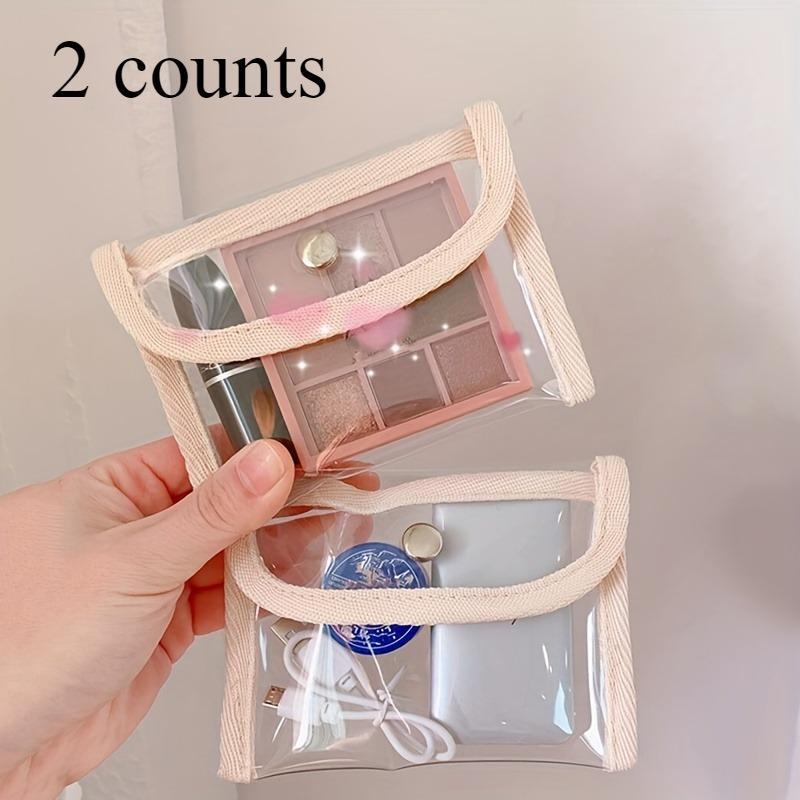 Mini Transparent Clutch Flap Coin Purse, 2 Counts Lightweight Versatile Carry All Pouch, Portable Storage Bag for Home & Travel