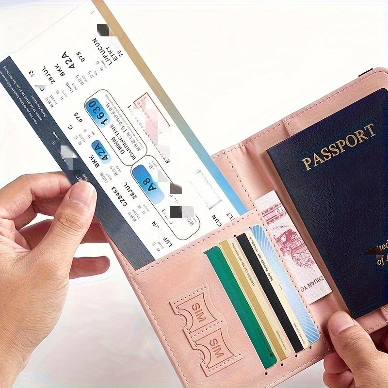 1pc RFID Passport Holder, Thin Passport Wallet, Leather Surface, Multi Functional Wallet, Travel Passport Holder, Cute Card Holder