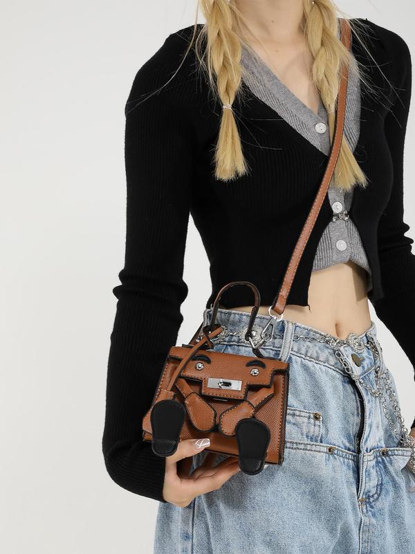 Women's Cute 3D Cartoon Bear Design Crossbody Bag, Fashionable Pu Leather Shoulder Bag for Daily Used, Casual Trendy Versatile High-quality Daily Commuting Bag