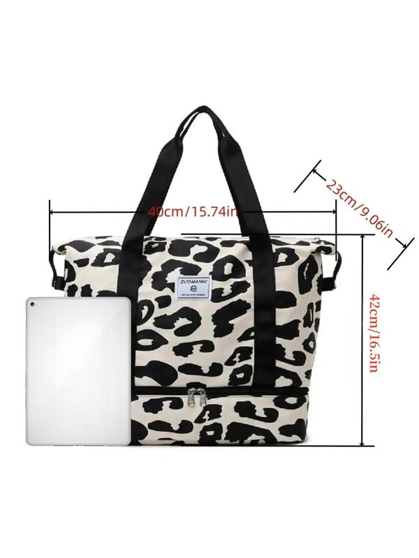 Summer Leopard Zebra Stripe Pattern Duffel Bags for Travel, Large Capacity Zipper Tote Bag, Lightweight Foldable Travel Bag for Women & Men for Shopping, Yoga, Swimming, Gym