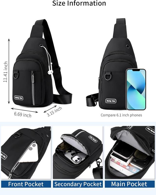 Sling Bag for Women Men One Shoulder Crossbody Bag Backpack Fanny Pack Cross Body Bags for Travel Day Trip Black