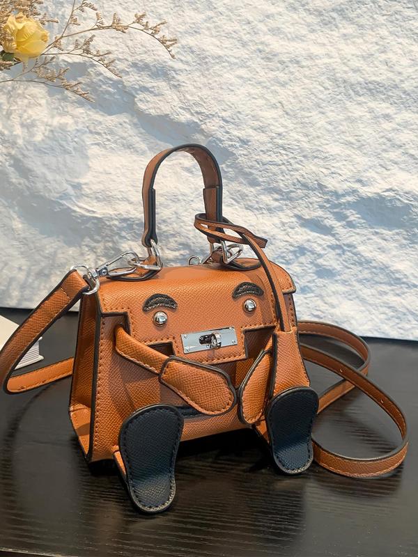 Women's Cute 3D Cartoon Bear Design Crossbody Bag, Fashionable Pu Leather Shoulder Bag for Daily Used, Casual Trendy Versatile High-quality Daily Commuting Bag