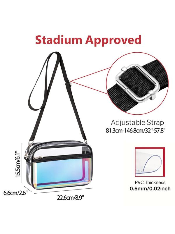 Women's Minimalist Transparent Clear Crossbody Bag, Fashionable Zipper Shoulder Bag for Daily Used, Trendy All-match Bag for Women & Girls