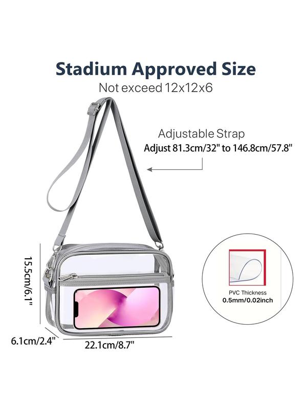 Women's Minimalist Transparent Clear Crossbody Bag, Fashionable Zipper Shoulder Bag for Daily Used, Trendy All-match Bag for Women & Girls