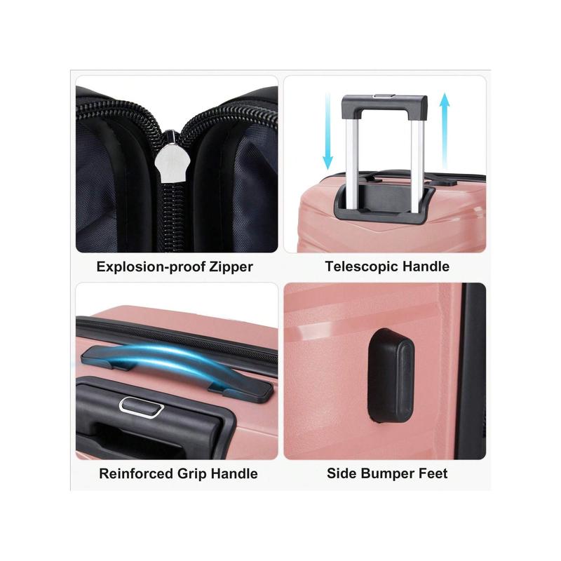 Set Of 2 With PP Luggages Carrying Case PP Trolley Case 14in 20in PP Iron Trolley Fashion Colour - Rose Gold V-Stripes