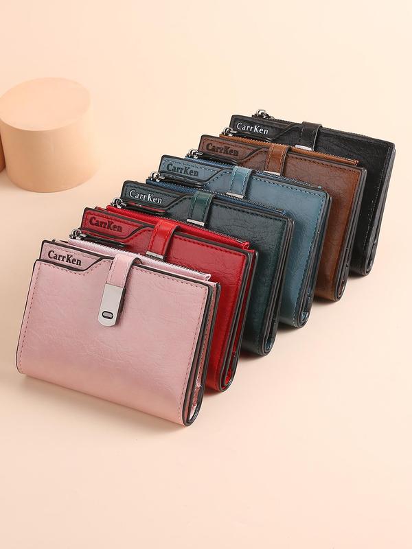 Women's Cute Solid Color Short Bifold Wallet, Fashionable Multi-functional Card Holder with Zipper Pocket, Casual Trendy Versatile High-quality Daily Wallet