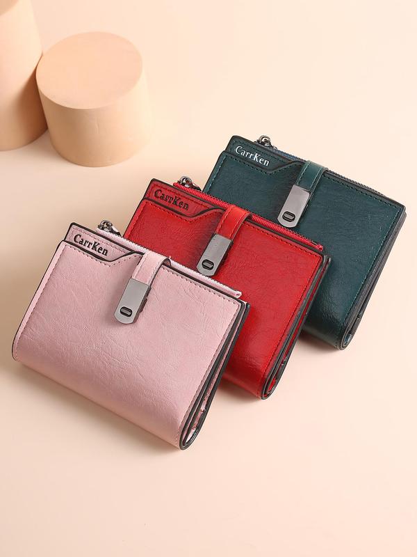 Women's Cute Solid Color Short Bifold Wallet, Fashionable Multi-functional Card Holder with Zipper Pocket, Casual Trendy Versatile High-quality Daily Wallet