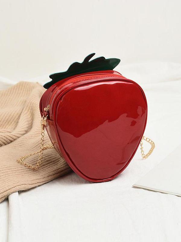 Women's Cute Strawberry Design Crossbody Bag, Fashionable Chain Strap Novelty Bag for Party, Casual Trendy Versatile PU Leather Daily Commuting Bag