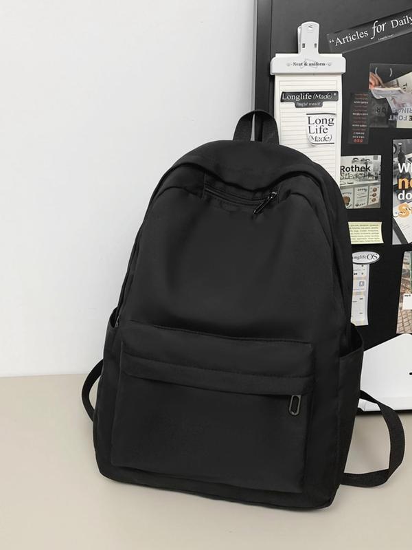 Unisex Preppy Style Casual Plain Backpack, Fashionable Large Capacity Laptop Bag, Versatile Minimalist  Travel Backpack for School & Travel