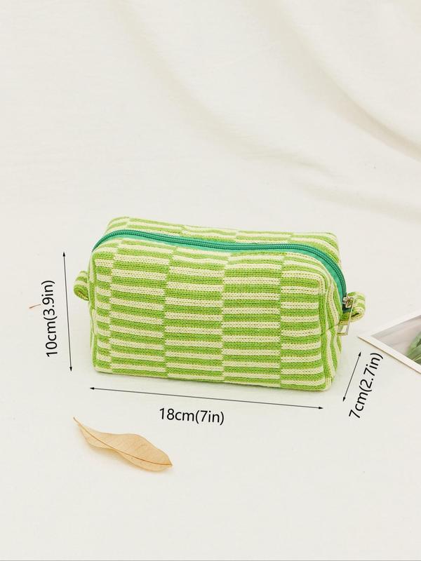 Striped Pattern Makeup Bag, Large Capacity Cosmetic Storage Bag, Portable Travel Toiletry Bag