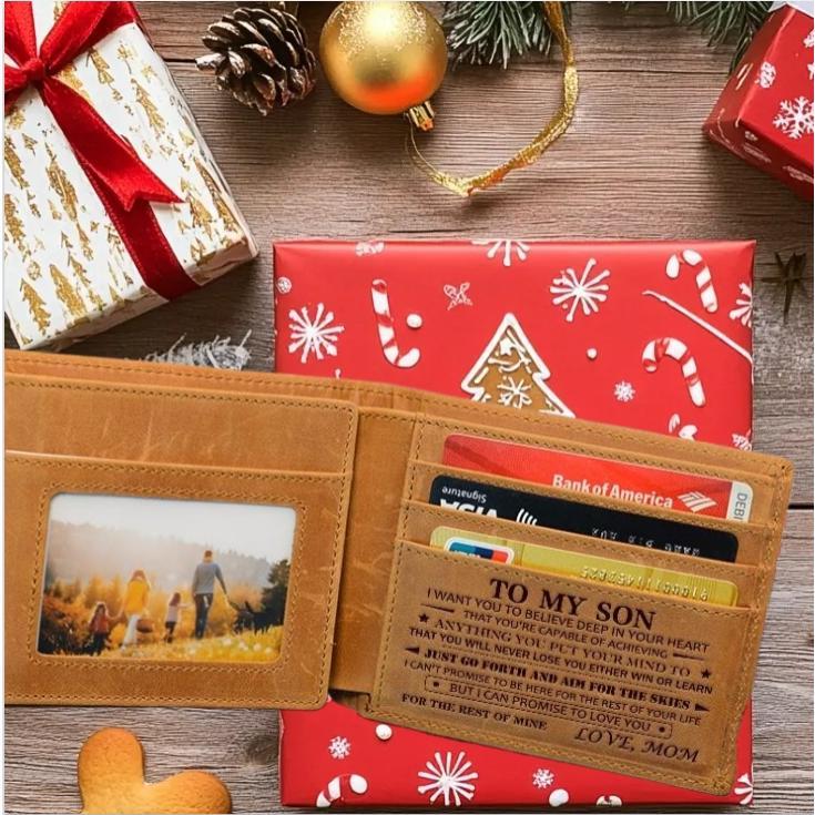 2024 Christmas Gift, Birthday Gift, Wallet from Mom to Son, Wallet from Mom and Dad to Son, Wallet for Husband, Wallet for Men, Lightweight and Durable Bifold Wallet – Leather Wallet – Men’s Wallet – Christmas Gift – Gift for Son (Non-Customizable) – Card