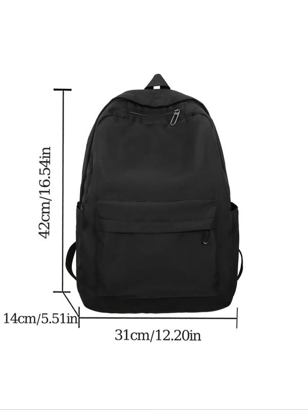 Unisex Preppy Style Casual Plain Backpack, Fashionable Large Capacity Laptop Bag, Versatile Minimalist  Travel Backpack for School & Travel