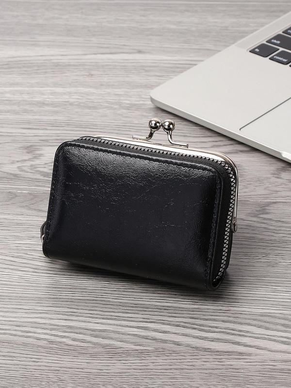 Women's Elegant Minimalist Short Wallet,  Casual Vintage Zipper Wristlet Wallet with Card Slots, Multifunctional Card Holder for Daily & Work Use