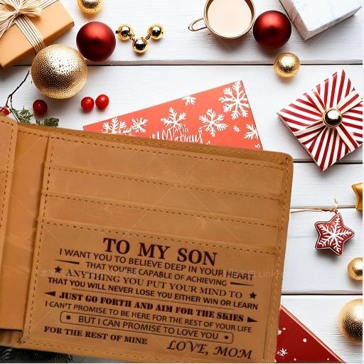 2024 Christmas Gift, Birthday Gift, Wallet from Mom to Son, Wallet from Mom and Dad to Son, Wallet for Husband, Wallet for Men, Lightweight and Durable Bifold Wallet – Leather Wallet – Men’s Wallet – Christmas Gift – Gift for Son (Non-Customizable) – Card