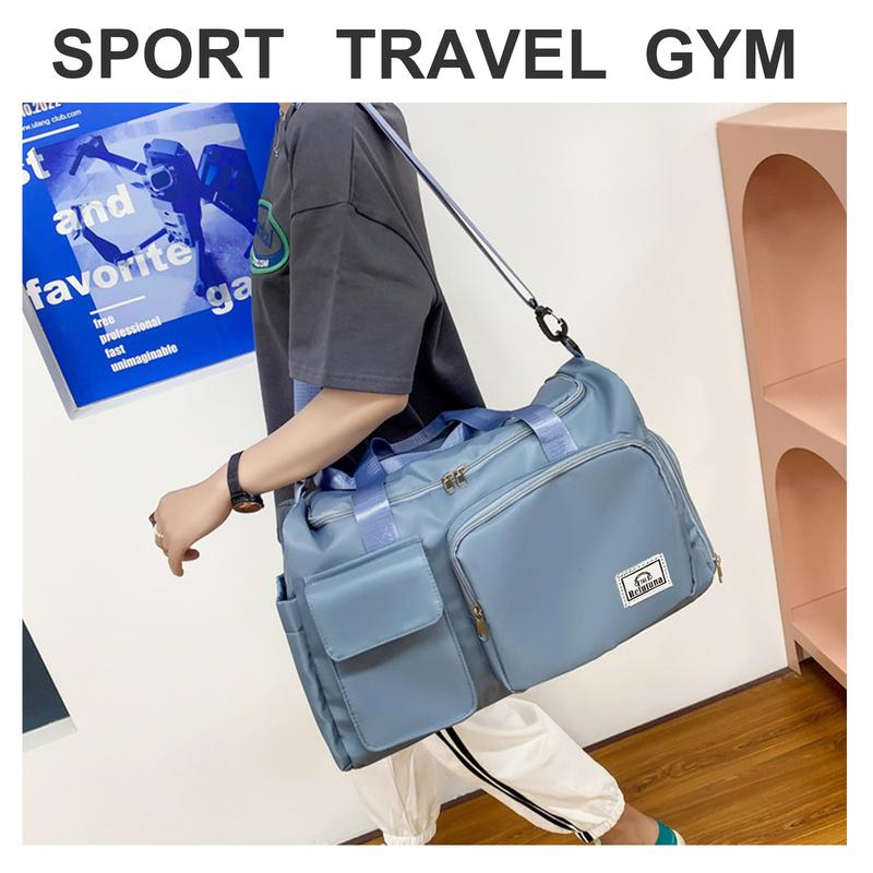 Women and Men‘s Travel Bag - Large Capacity Folding Travel Bag - Sports Gym Bag with Wet Pocket & Shoes Compartment - Weekender Overnight Bag(Blue)