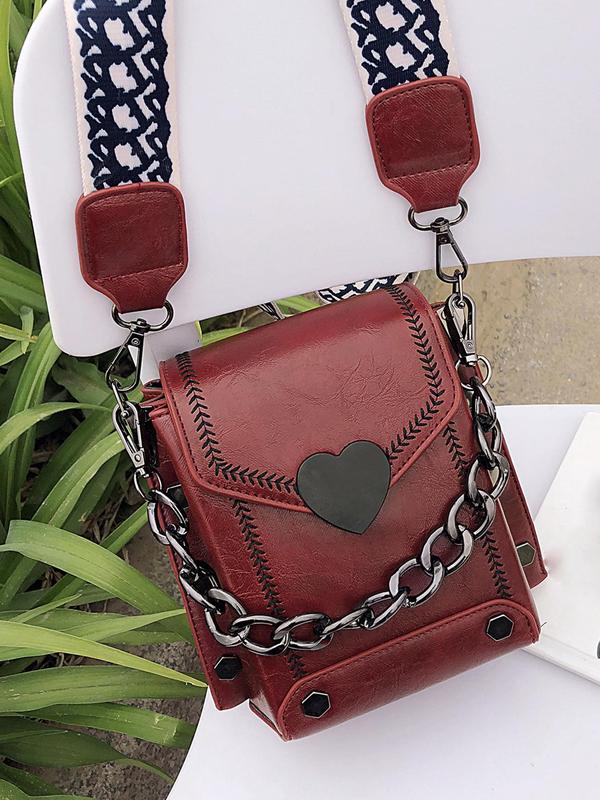 Women's Elegant Chain Strap Crossbody Bag, Fashionable Solid Color Shoulder Bag for Daily Used, Casual Trendy Versatile High-quality Daily Commuting Bag