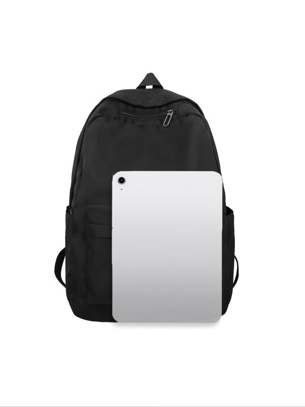 Unisex Preppy Style Casual Plain Backpack, Fashionable Large Capacity Laptop Bag, Versatile Minimalist  Travel Backpack for School & Travel