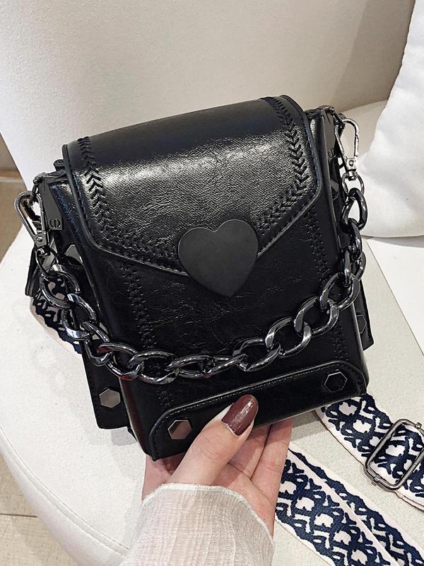 Women's Elegant Chain Strap Crossbody Bag, Fashionable Solid Color Shoulder Bag for Daily Used, Casual Trendy Versatile High-quality Daily Commuting Bag