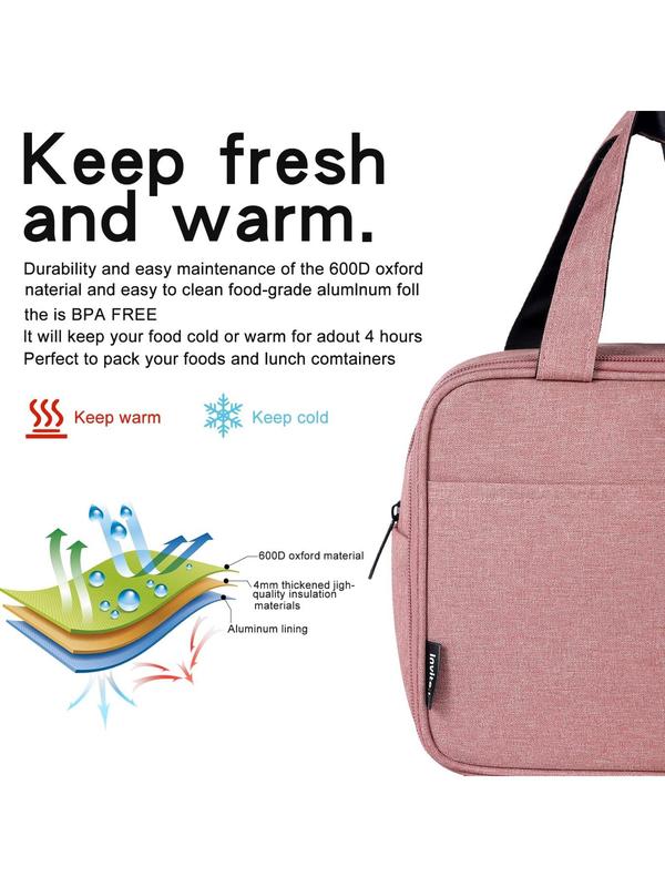 Casual Insulated Lunch Bag, Simple Portable Reusable Lunch Box Storage Bag, Suitable for Work Office & Picnic Beach & Travel, Casual Trendy Versatile High-quality Daily Use