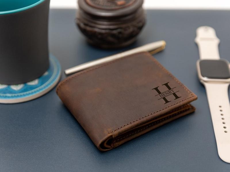 (Read in description) Personalized Leather RFID Wallet, Engraved Genuine Leather Custom Wallet, Anniversary Gift For Him, Men, Father, Dad, Husband, Boyfriend