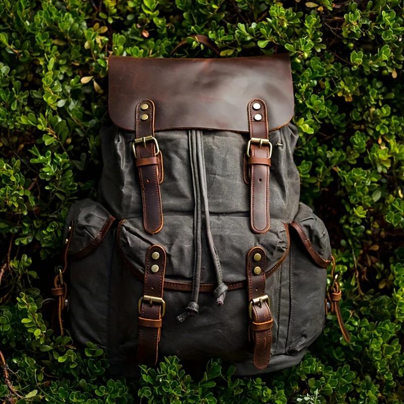 Promotion price Retro Backpack, Hiking Outdoor Backpack, High Capacity Oil Wax Canvas Bag, Computer Backpack