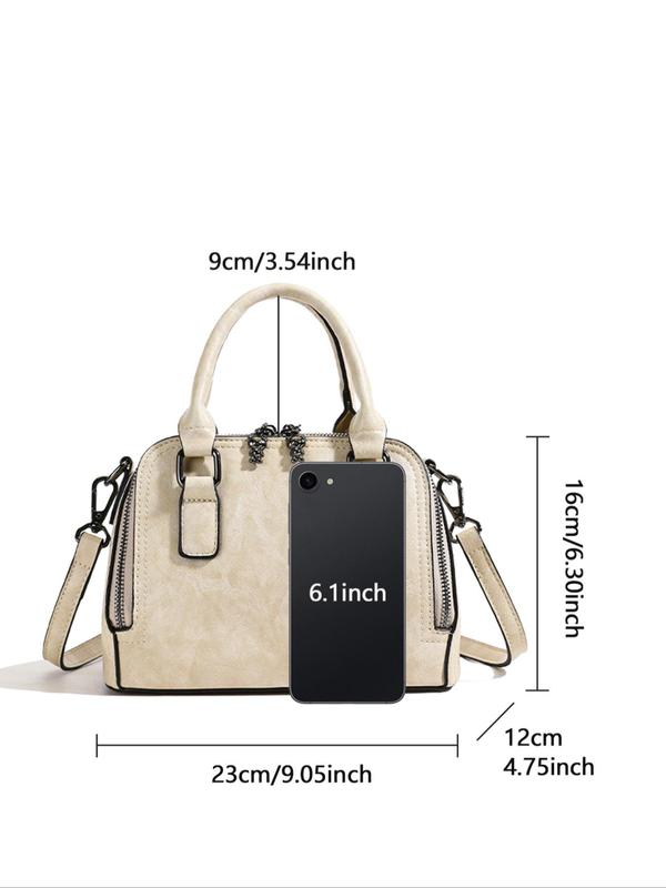 Women's Solid Color Zipper Crossbody Bag, Fashionable PU Leather Shoulder Bag for Daily Used, Casual Trendy Versatile High-quality Daily Commuting Bag