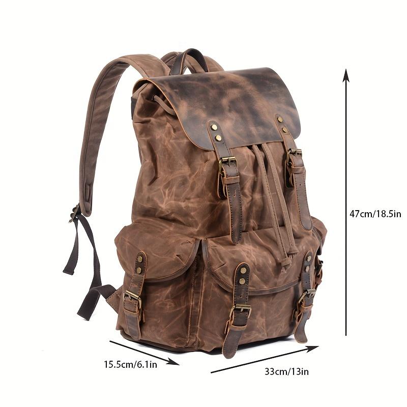 Promotion price Retro Backpack, Hiking Outdoor Backpack, High Capacity Oil Wax Canvas Bag, Computer Backpack