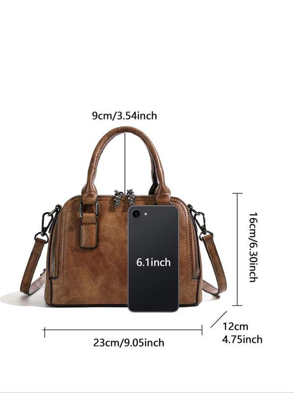 Women's Solid Color Zipper Crossbody Bag, Fashionable PU Leather Shoulder Bag for Daily Used, Casual Trendy Versatile High-quality Daily Commuting Bag