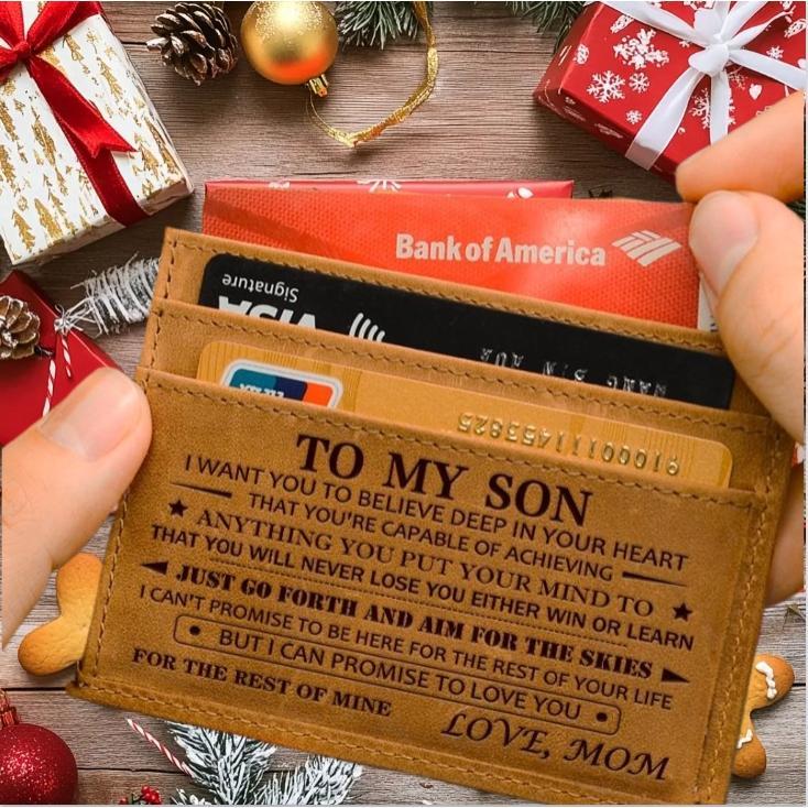 2024 Christmas Gift, Birthday Gift, Wallet from Mom to Son, Wallet from Mom and Dad to Son, Wallet for Husband, Wallet for Men, Lightweight and Durable Bifold Wallet – Leather Wallet – Men’s Wallet – Christmas Gift – Gift for Son (Non-Customizable) – Card