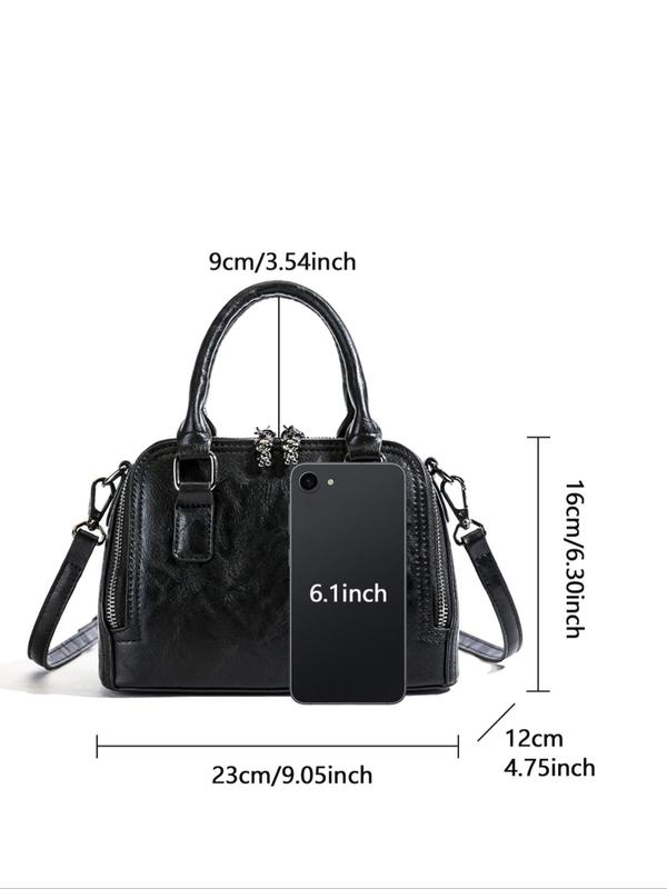 Women's Solid Color Zipper Crossbody Bag, Fashionable PU Leather Shoulder Bag for Daily Used, Casual Trendy Versatile High-quality Daily Commuting Bag