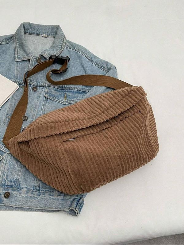 Women's Solid Color Belt Bag, Fashionable Casual Versatile Zipper Chest Bag for Daily Used, Trendy All-match Sling Bag