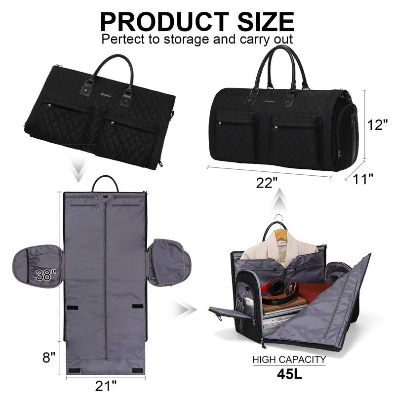 Garmentbag  3 in 1 Rolling Garment Bag for Travel,Womens Convertible Garment Bags with Wheels, Luggage Suit Travel Bags,3 in 1 Carry On Wheeled Duffel Bag,Black Large capacity, high quality, waterproof and portable, durable and beautiful Multifunctional